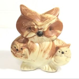 Owl Collectible Figurine Mother W/ Babies Made In Alaska Souvenir Ceramic Smooth